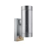 Nordlux Tin Wandleuchte Metall und Glas Grau Up & Down | 76mm - IP54 - Geeignet für 2x GU10 - Bewegungs- und Lichtsensor