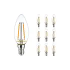 Mehrfachpackung 10x Noxion Lucent LED E14 Kerze Fadenlampe Klar 2.5W 250lm - 827 Extra Warmweiß | Ersatz für 25W